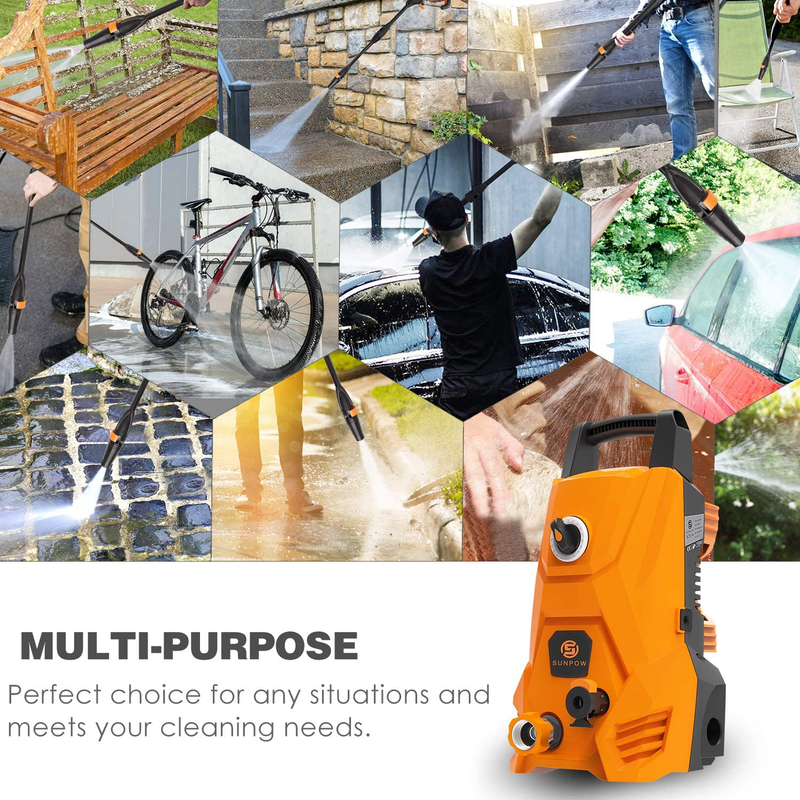 Electric Pressure Washer, Portable High Power Washer Machine 2000 Max PSI 1.32 GPM with 2 Nozzles, High Pressure Hoses, Detergent Tank, for Cleaning Homes, Cars, Decks, Driveways, Patios