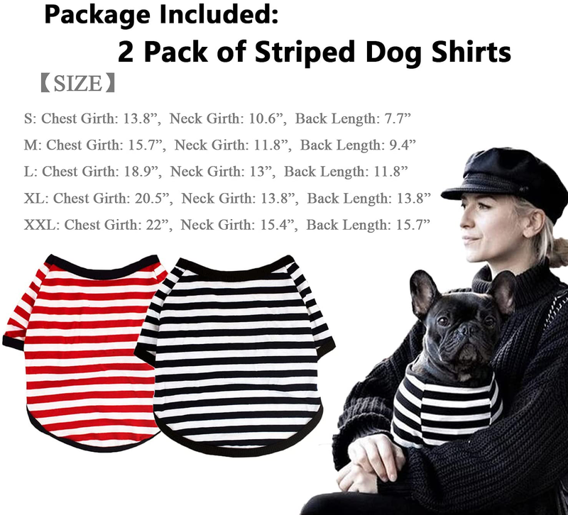 Dog Shirt Pet Clothes Cotton Striped Clothing, 2 Pack Puppy Vest T-Shirts Outfits for Dogs and Cat Apparel, Doggy Breathable Soft Shirts for Small Medium Large Dogs Kitten Boy and Girl…