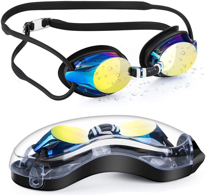 Portzon Swim Goggles, Silicone Nose Bridge, Clear Vision, UV Protection, Anti-Fog, Swimming Goggles