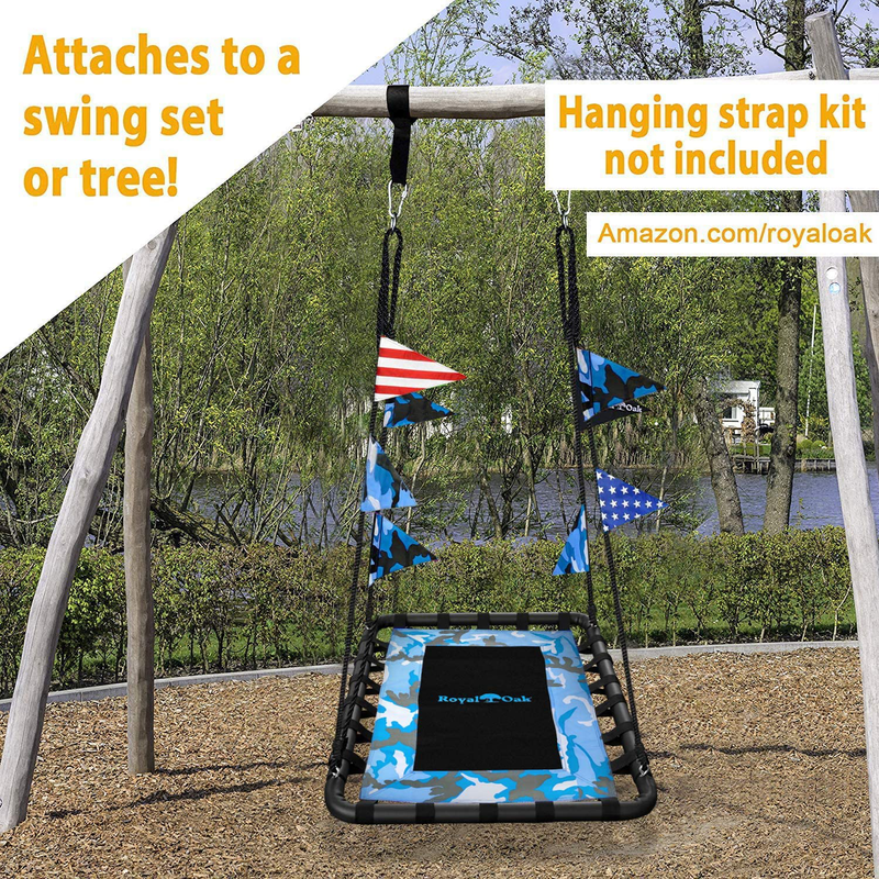 Giant Platform Tree Swing, 700 lb Weight Capacity, Durable Steel Frame, Waterproof, Adjustable Ropes, Flag Set and 2 Carabiners, Non-Stop Fun for Kids!