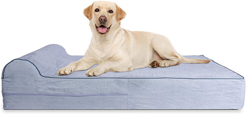 Jumbo XL Orthopedic 7-Inch Thick High Grade Memory Foam Dog Bed with Pillow and Easy to Wash Removable Cover with Anti-Slip Bottom - Free Waterproof Liner Included