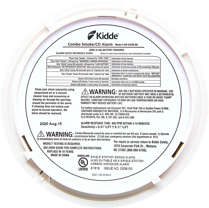 Kidde Smoke & Carbon Monoxide Detector, Battery Powered, Interconnect Combination Smoke & CO Alarm, Voice Alert
