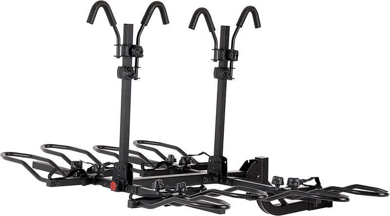 KAC Overdrive Sports K4 2” Hitch Mounted Rack 4-Bike Platform Style Carrier for Standard, Fat Tire, and Electric Bicycles – 60 lbs/Bike Heavy Weight Capacity - Smart Tilting – RV Use Prohibited