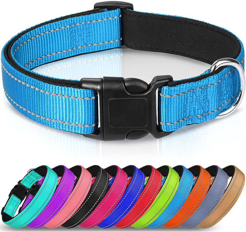 Joytale Reflective Dog Collar,12 Colors,Soft Neoprene Padded Breathable Nylon Pet Collar Adjustable for Small Medium Large Extra Large Dogs,5 Sizes