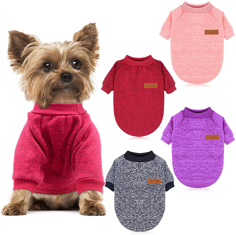 HYLYUN 4 Pieces Small Dog Sweater - Pet Dog Classic Knitwear Sweater Soft Thickening Warm Pup Dogs Shirt Winter Puppy Sweater for Dogs