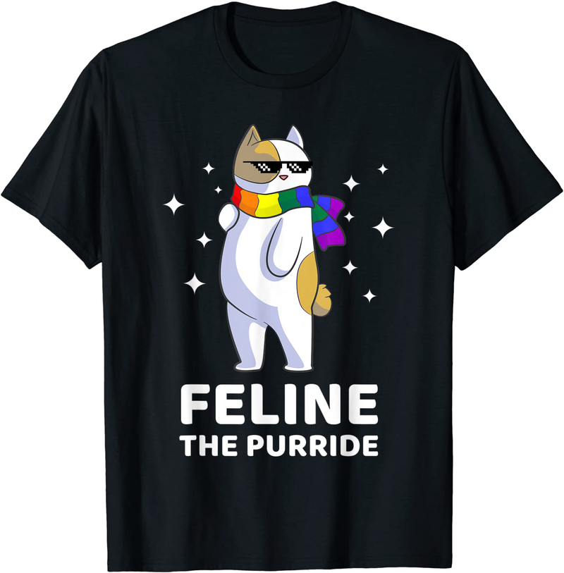 Feline the Purride LGBT Gay Pride Cat T-Shirt