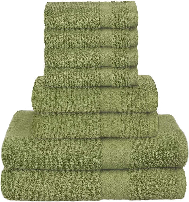 Glamburg Ultra Soft 8 Piece Towel Set - 100% Pure Ring Spun Cotton, Contains 2 Oversized Bath Towels 27x54, 2 Hand Towels 16x28, 4 Wash Cloths 13x13 - Ideal for Everyday use, Hotel & Spa - Light Grey