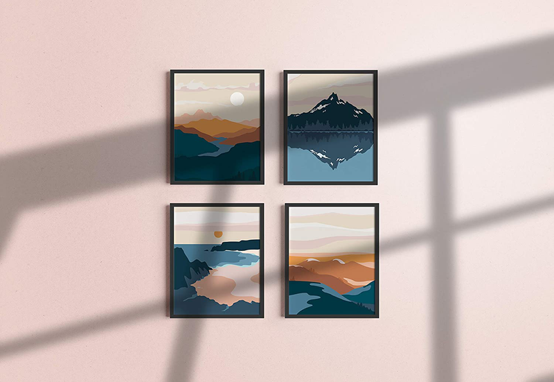 Nature Wall Art Prints Landscape Mountain Decor - by Haus and Hues | Mid-Century Wall Art | Modern Wall Decor Mountain Wall Art | Mountain Art Wall Decor (UNFRAMED) (8x10)