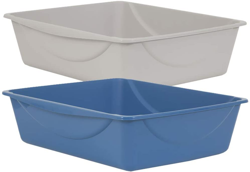 Petmate Open Cat Litter Box, Blue Mesa/Mouse Grey, 4 Sizes