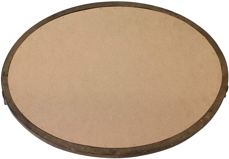 Stonebriar Brown Oval Wood Serving Tray with Metal Handles and Distressed Mirror Base, LARGE