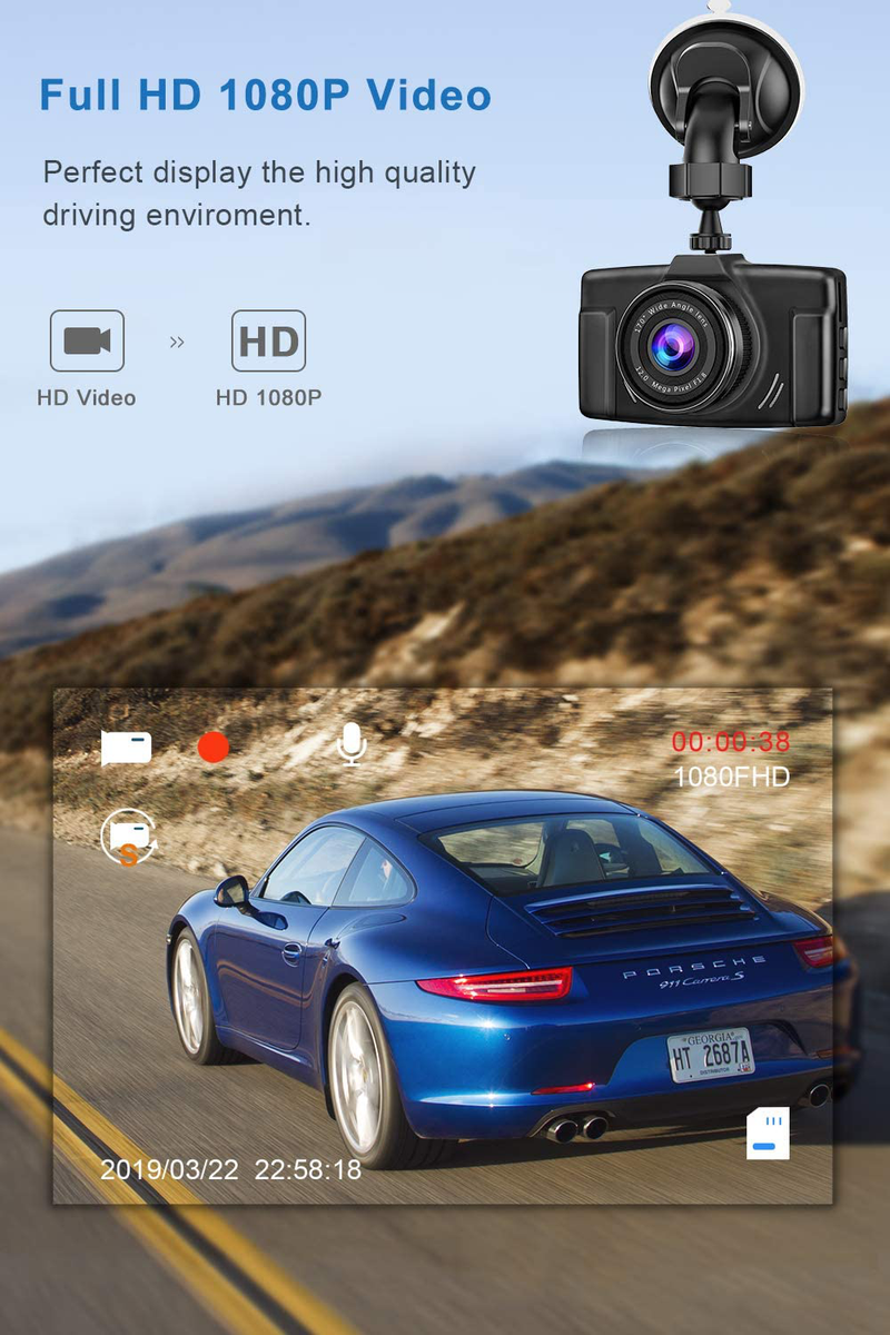 Dash Cam for Cars 1080P FHD 2021 Car Dash Camera for Cars CHORTAU 3 inch Dashcam with Night Vision,170°Wide Angle, Parking Monitor, Loop Recording, G-Sensor