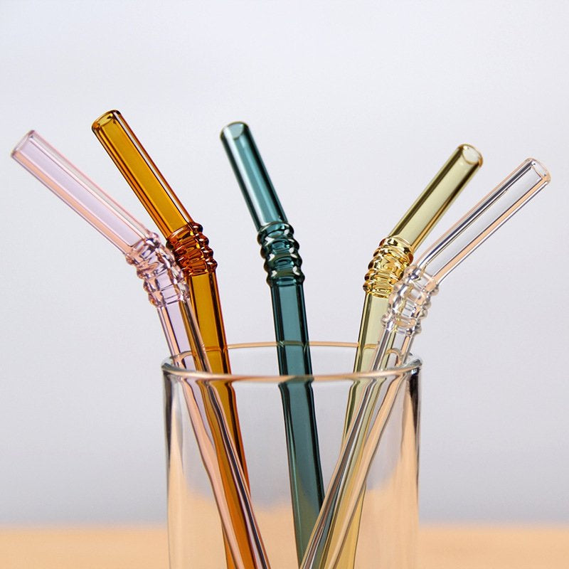 Glass Straw Color Straw High Borosilicate Glass Straw Reusable Drinking Glass Tube Eco-Friendly Events Party Favors Supply Champagne