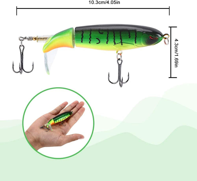 6PCS Fishing Lures for Bass, Bass Whopper Lures Kit, Plopping Bass Lure with Floating Rotating Tail for Bass Trout, Bass Topwater Lure for Freshwater Saltwater