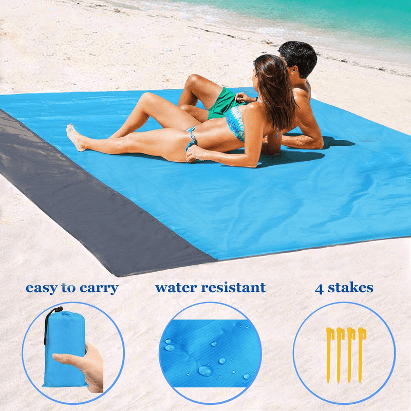 1byhome Beach Blanket 73"x83" (6'x7') Outdoor Picnic Blanket, Waterproof & Sand Free Quick Drying Nylon Outdoor Beach Picnic Mat with with Compact Storage Bag