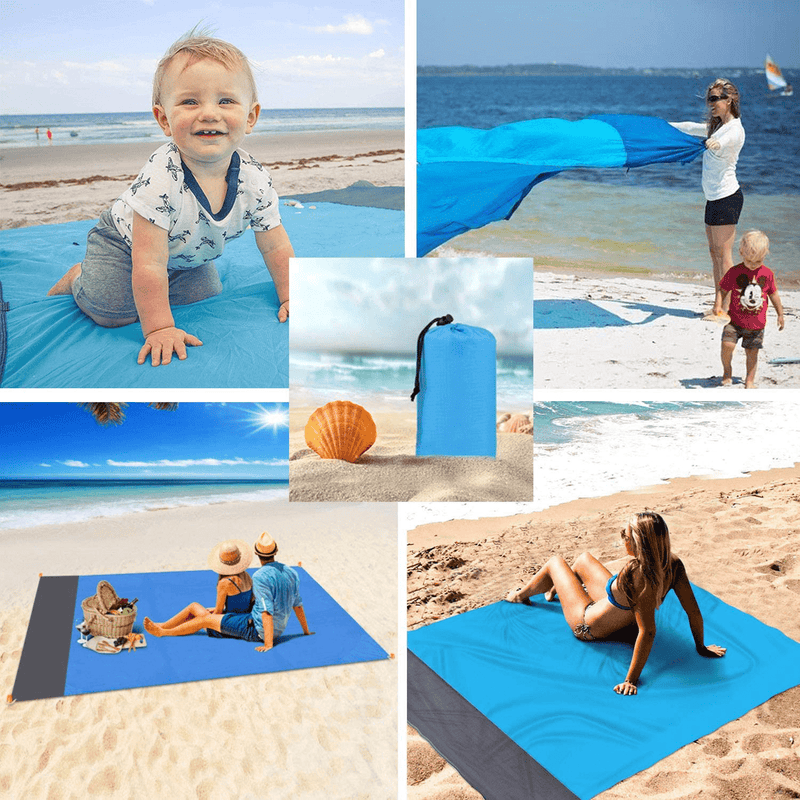 1byhome Beach Blanket 73"x83" (6'x7') Outdoor Picnic Blanket, Waterproof & Sand Free Quick Drying Nylon Outdoor Beach Picnic Mat with with Compact Storage Bag