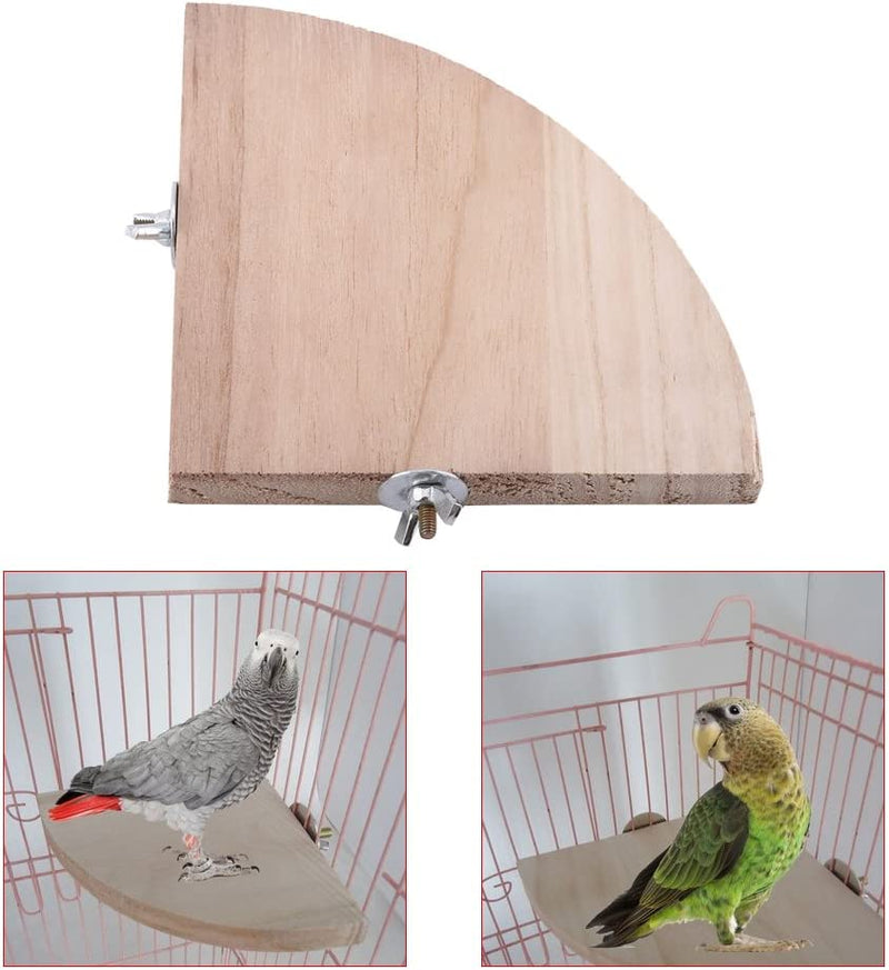 Hidyliu Perch Birds Platform Fan Shape Wooden Support Platform Stand for Pet Bird Cage Perches