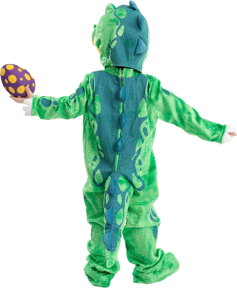 Spooktacular Creations Green T-Rex Costume, Dinosaur Jumpsuit Jumpsuit for Toddler and Child Halloween Dress up Party (3T (3-4 Yrs))