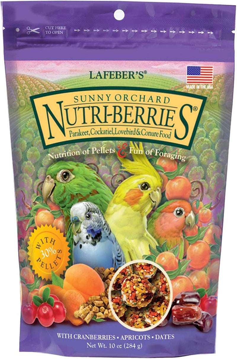 Lafeber Sunny Orchard Nutri-Berries Pet Bird Food, Made with Non-Gmo and Human-Grade Ingredients, for Cockatiels Conures Parakeets (Budgies) Lovebirds, 10 Oz