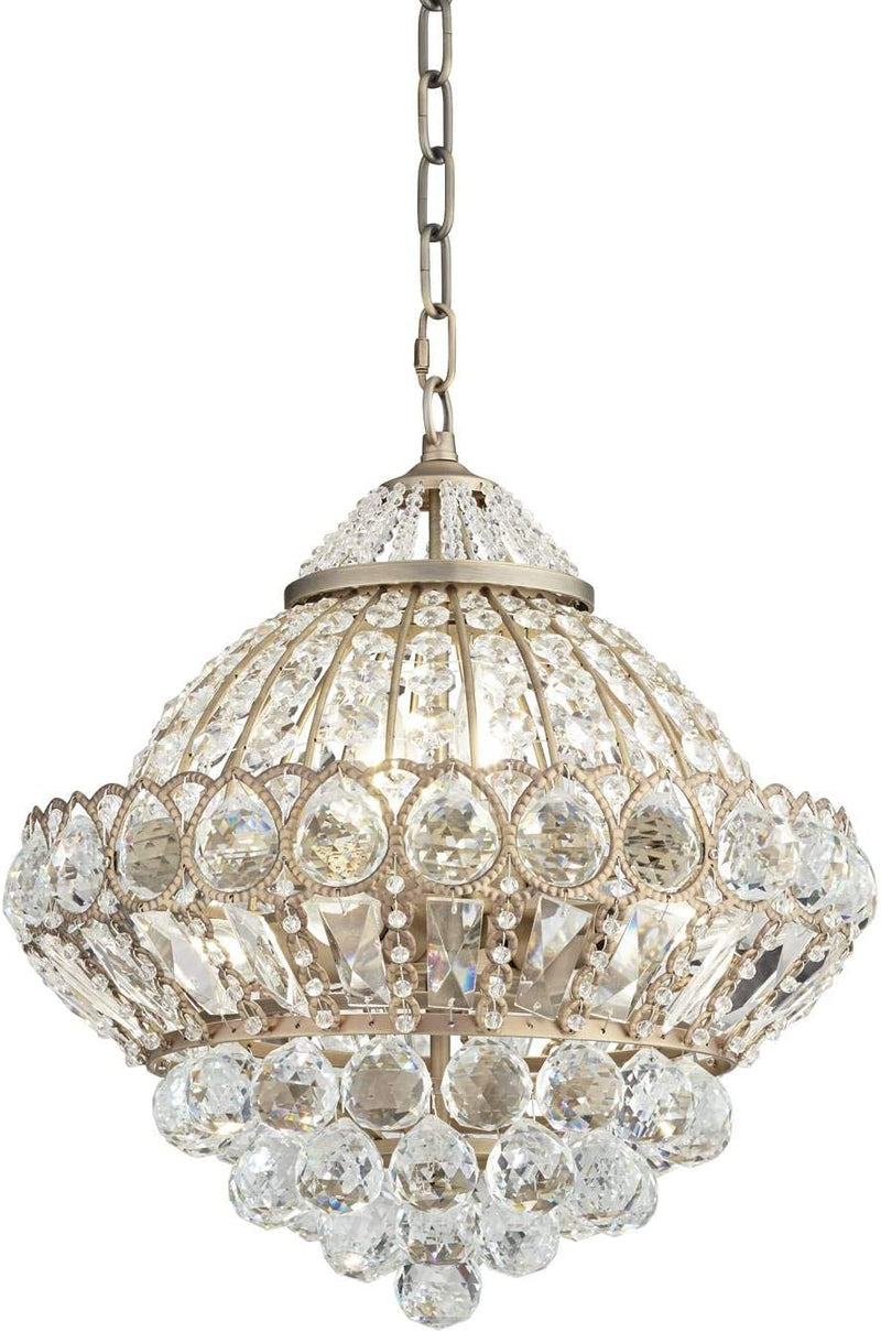 Wallingford Antique Brass Gold Chandelier Lighting 16" Wide Clear Crystal Shade 6-Light Fixture for Dining Room House Foyer Entryway Kitchen Bedroom Living Room High Ceilings - Vienna Full Spectrum