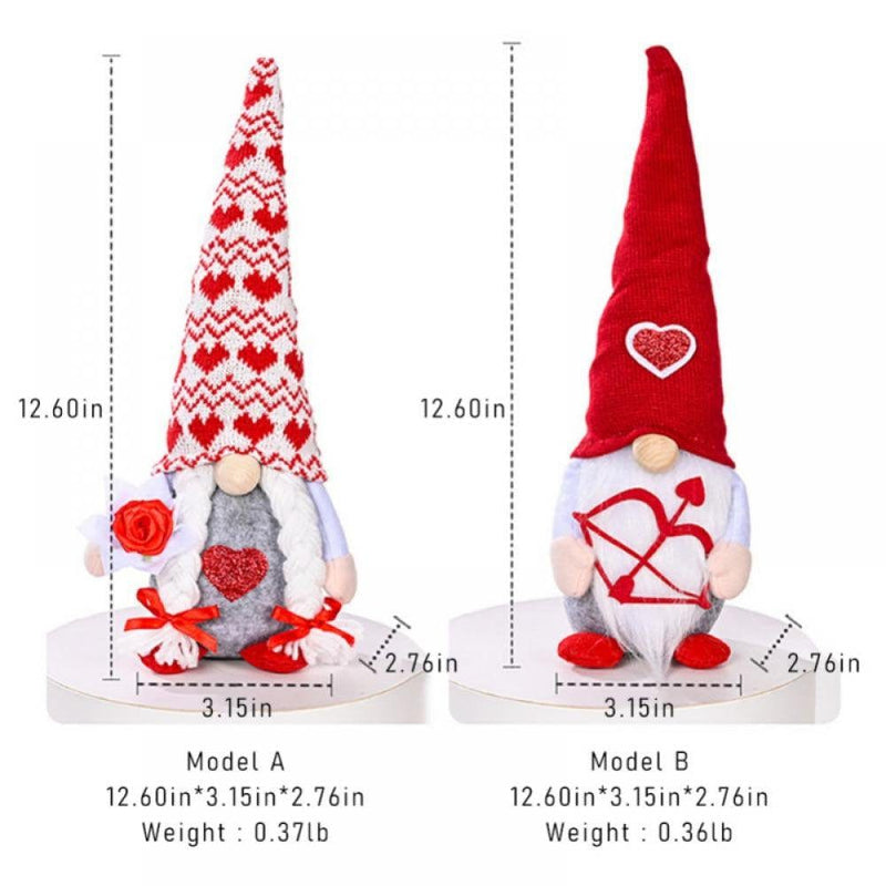 1Pc Valentines Gnomes Plush Decorations - Valentines Day Mr & Mrs Handmade Swedish Tomte Decor - Valentines Home Table Elf Gnomes Decor Ornaments -Sweet Valentines Gift