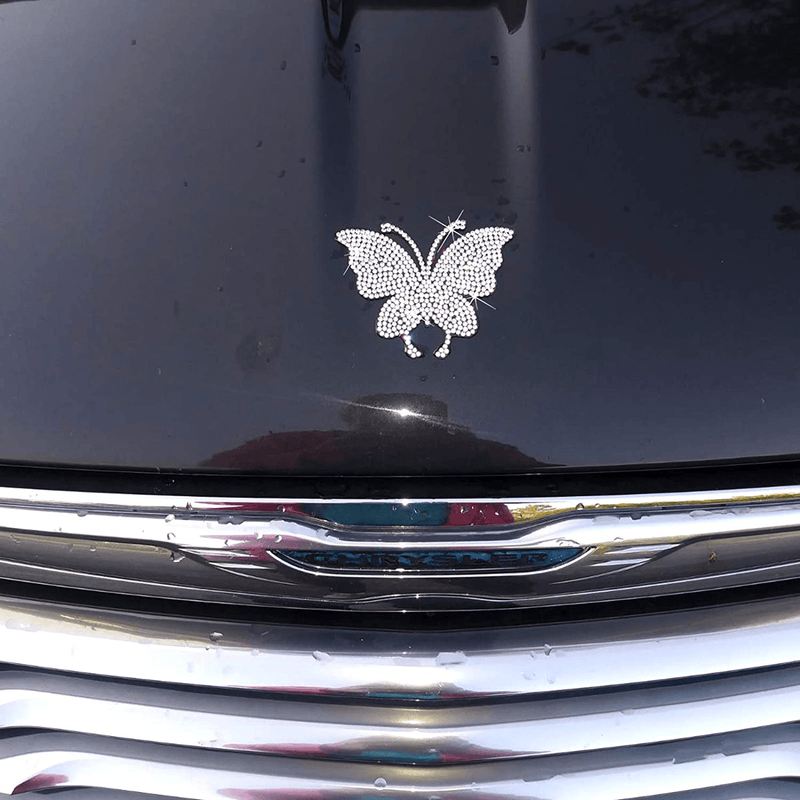 2 Pack Butterfly Bling Crystal Rhinestone Car Sticker Decal,Decorate Cars Bumper Window Laptops Luggage Rhinestone Sticker ,Decoration Bling Bling Interior Accessories