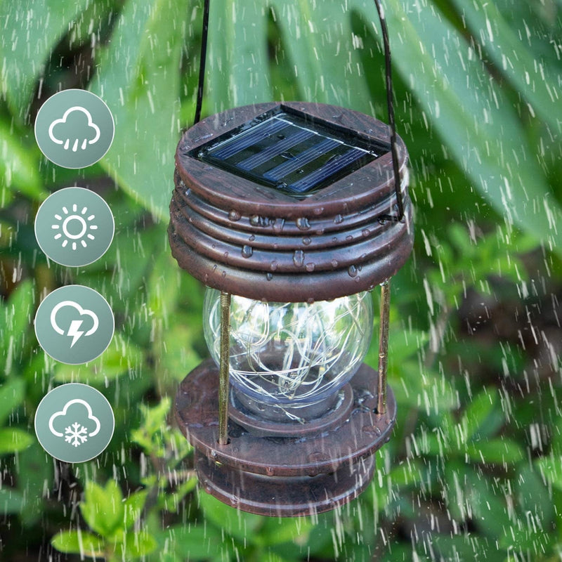 2 Pack Solar Lanterns Outdoor Waterproof Hanging Lights Decorative Solar Lantern Table Lamp Landscape Light Yard Garden Patio Warm White with Fairy LED Lights for Indoor Tabletop Desk
