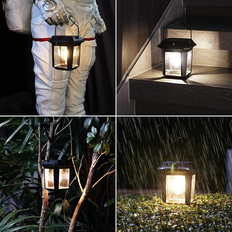 2 Pack Solar Wall Lanterns, Arnodrew Outdoor Aluminum Hanging Solar Lights, Dusk to Dawn Solar Sconce Wall Mount, 2 Brightness Level Waterproof Solar Porch Lamp, Portable LED Hand Lamp for Camping