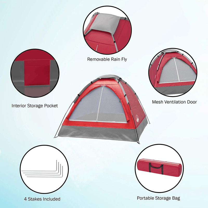 2-Person Camping Tent – Includes Rain Fly and Carrying Bag – Lightweight Outdoor Tent for Backpacking, Hiking, or Beach by Wakeman Outdoors