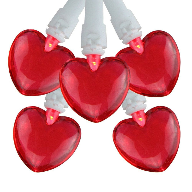 20 Red LED Mini Heart Valentine'S Day Lights - 4.75 Ft White Wire