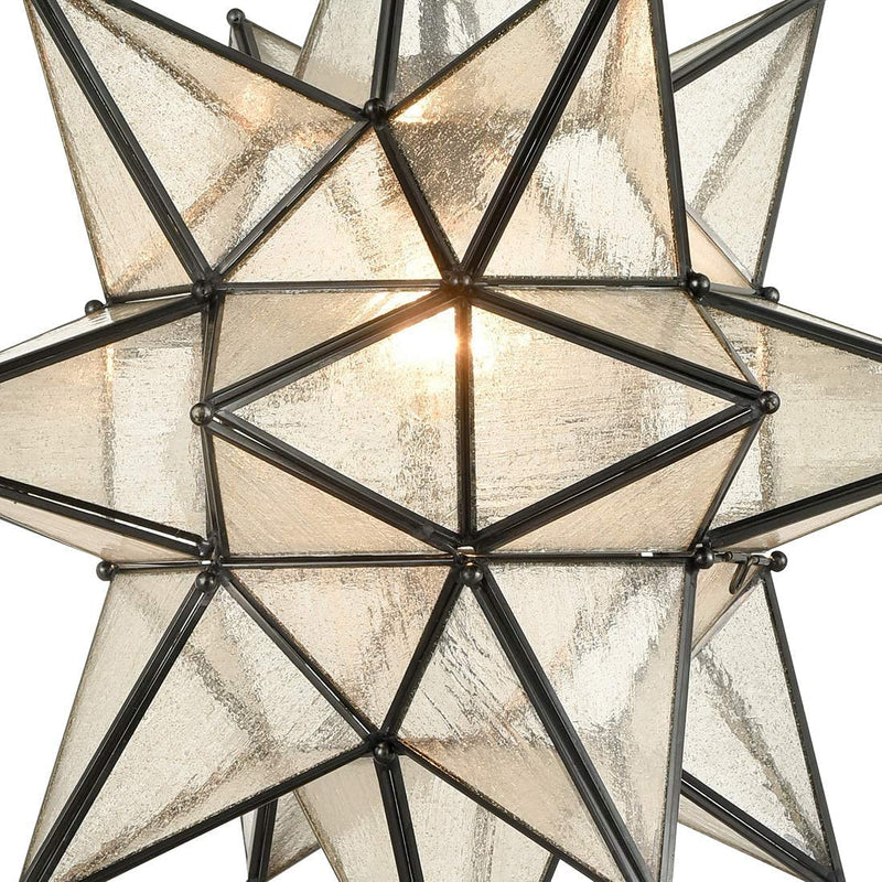EUL 20 Inch Modern Moravian Star Pendant Lighting Seeded Glass Light on Chain