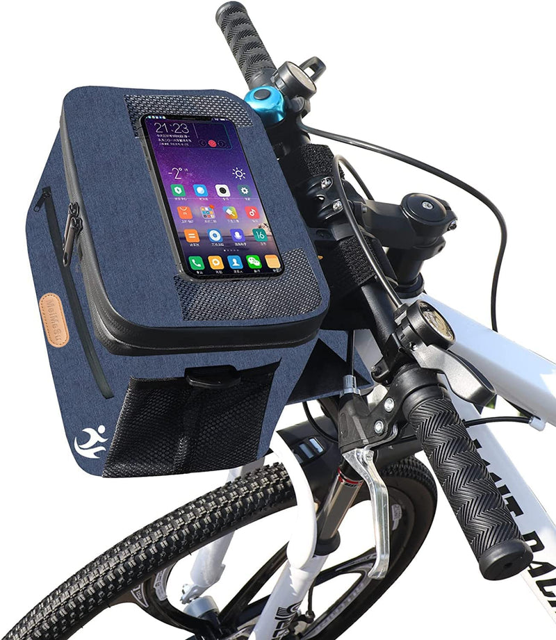 Meimesu Bike Handlebar Bag,Bicycle Basket with Bike Phone Mount for Cycling Outdoor Bicycle,Insulated Lunch Bag with Adjustable Shoulder Strap for Women Men,Christmas Gift