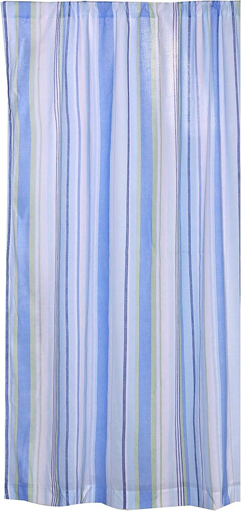 Levtex Home - Catalina - Drape Panel/Curtain (55X84In.) Set of 2 with Rod Pocket - Striped Coastal Pattern in Blues and Greens - White, Green, Blues - Cotton Fabric