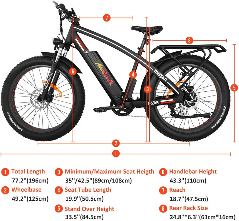 ADDMOTOR Electric Bikes for Adults, 65MI Long Range Electric Mountain Bike, 26"X4" Fat Tire Ebike, M-560 P7 Electric Bicycles with 750W 17.5Ah Removable Samsung Cells Battery, 23MPH, Shimano 7-Speed