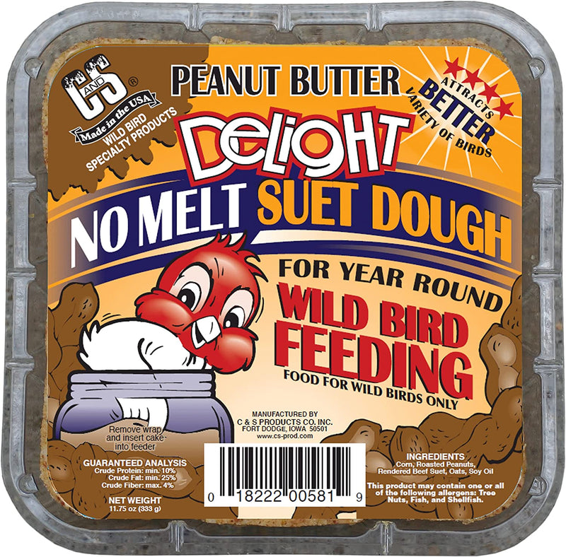 C&S Peanut Butter Delight No Melt Suet Dough 11.75 Ounces, 12 Pack