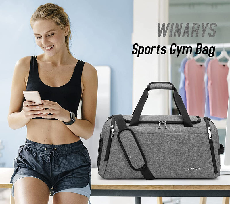 Gym Bag for Women & Men, Travel Duffel Bag for Sports, Gyms and Weekend Getaway, Waterproof Dufflebag with Wet Pocket & Shoes Compartment, Lightweight Carryon Gymbag