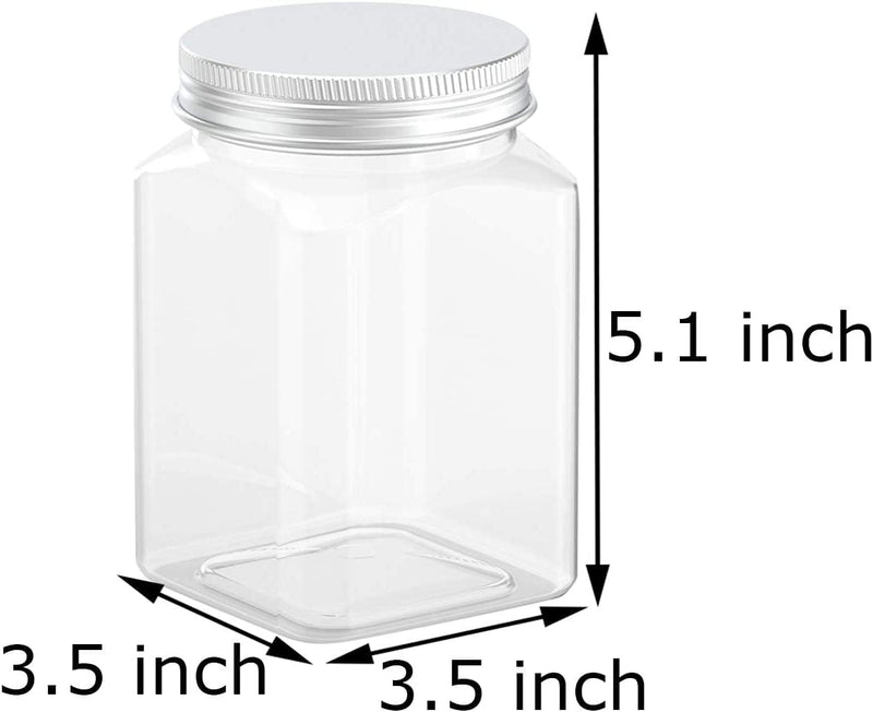 24 Ounce Clear Plastic Jars Storage Containers with Lids for Kitchen & Household Storage Airtight Container 6 PCS
