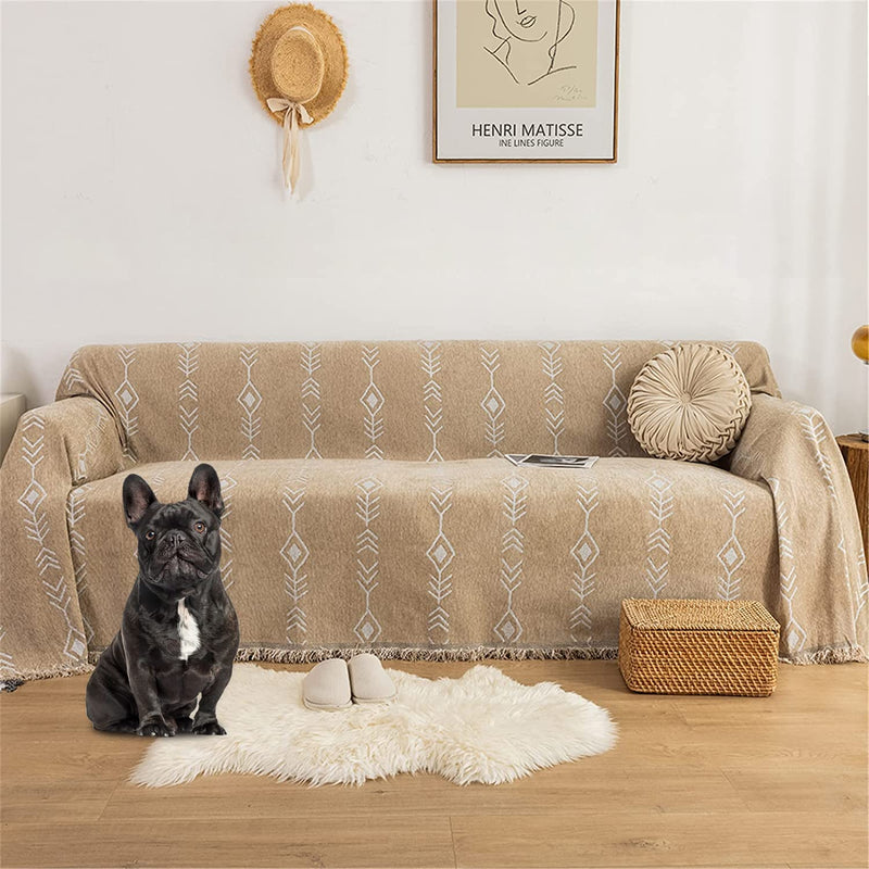ROOMLIFE Smog Blue Sofa Covers Soft Chenille Sofa Slipcover Sectional Couch Covers for 3 Cushion Couch,Recliner Chair-Comfy Couch Cover for Dogs Universal Sofa Cover Furniture Protector, 71"X134"