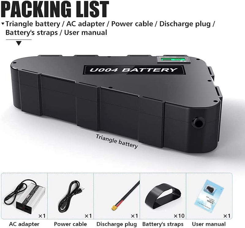 Unit Pack Power Official(2-5 Days Delivery) - 72V / 48V / 52V 28.8Ah / 24Ah / 20Ah Electric Bike Lithinum Battery for Bafang Voilamart AW Ancheer and Other（W/Charger & BMS Board