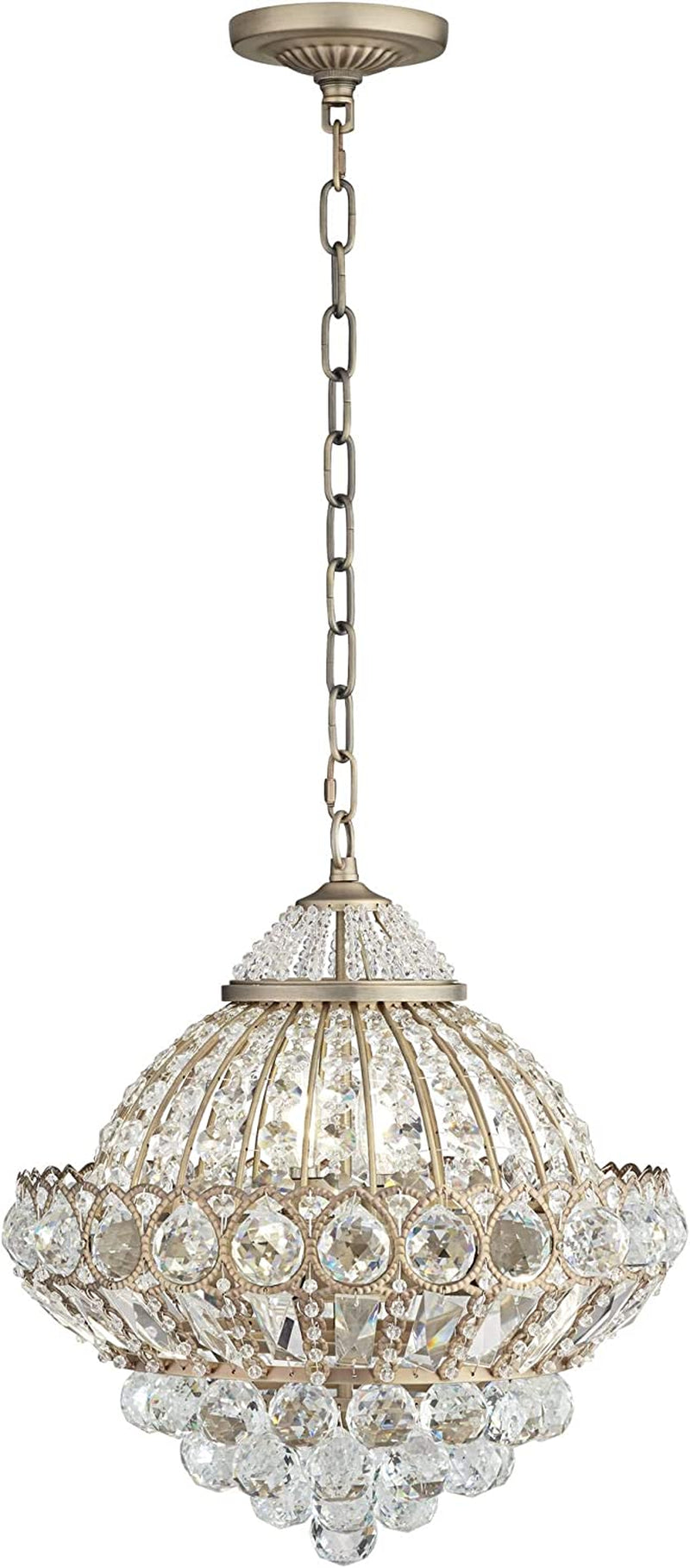 Wallingford Antique Brass Gold Chandelier Lighting 16" Wide Clear Crystal Shade 6-Light Fixture for Dining Room House Foyer Entryway Kitchen Bedroom Living Room High Ceilings - Vienna Full Spectrum