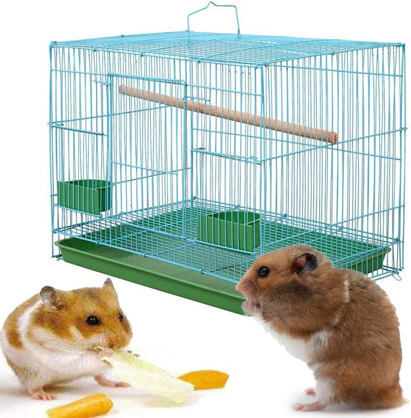 Wire Rectangular Small Cage for Small Birds and Canaries Rekord Equipped with Bird Standing Stick and 2 Semicircular Feeders Accessories