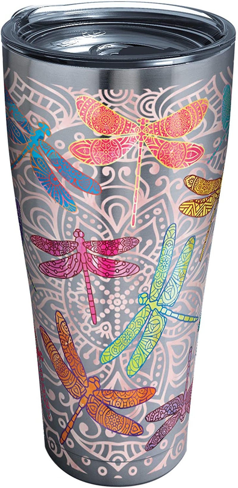 Tervis Made in USA Double Walled Dragonfly Mandala Insulated Tumbler Cup Keeps Drinks Cold & Hot, 24Oz, Classic