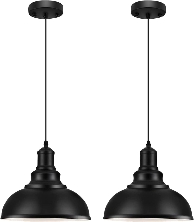 LOEHINLE Pendant Lighting Vintage Industrial Fixtures, Black Metal Chandelier Lights,Ceiling Lamp for Kitchen Home Island Dining Room Bedroom, 11.4 Inches