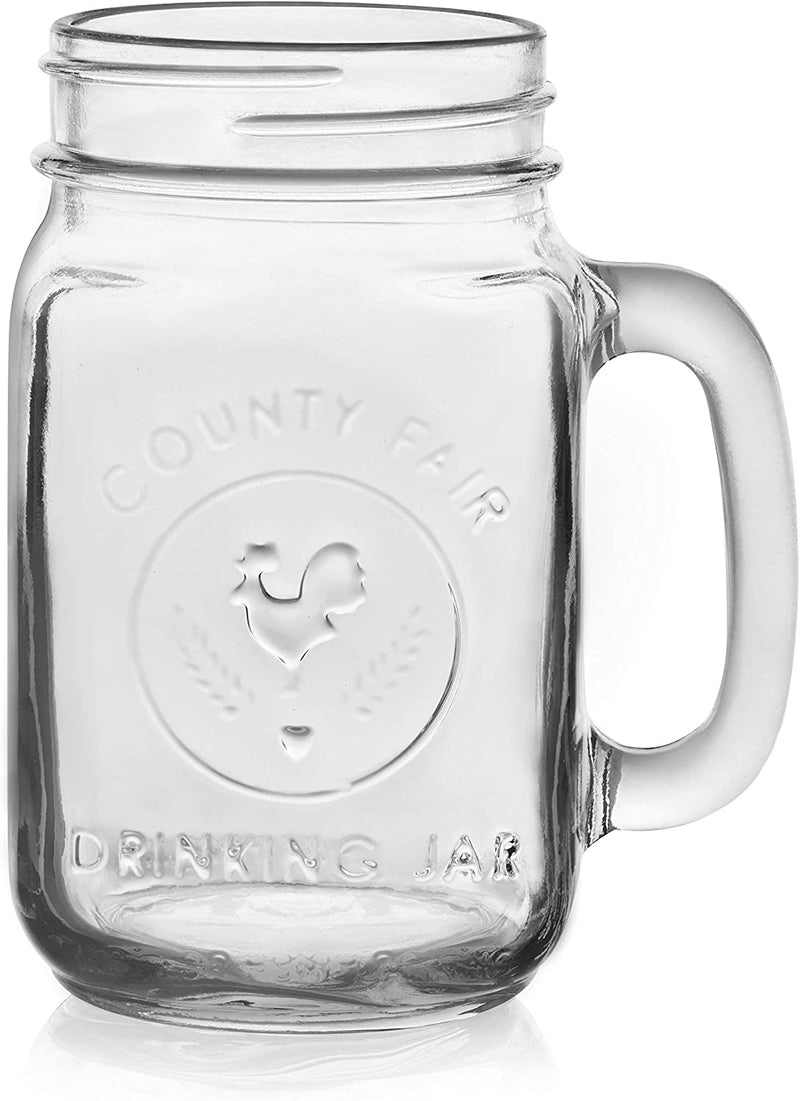 Libbey County Fair Glass Drinking Jars, 16.5-Ounce, Set of 12