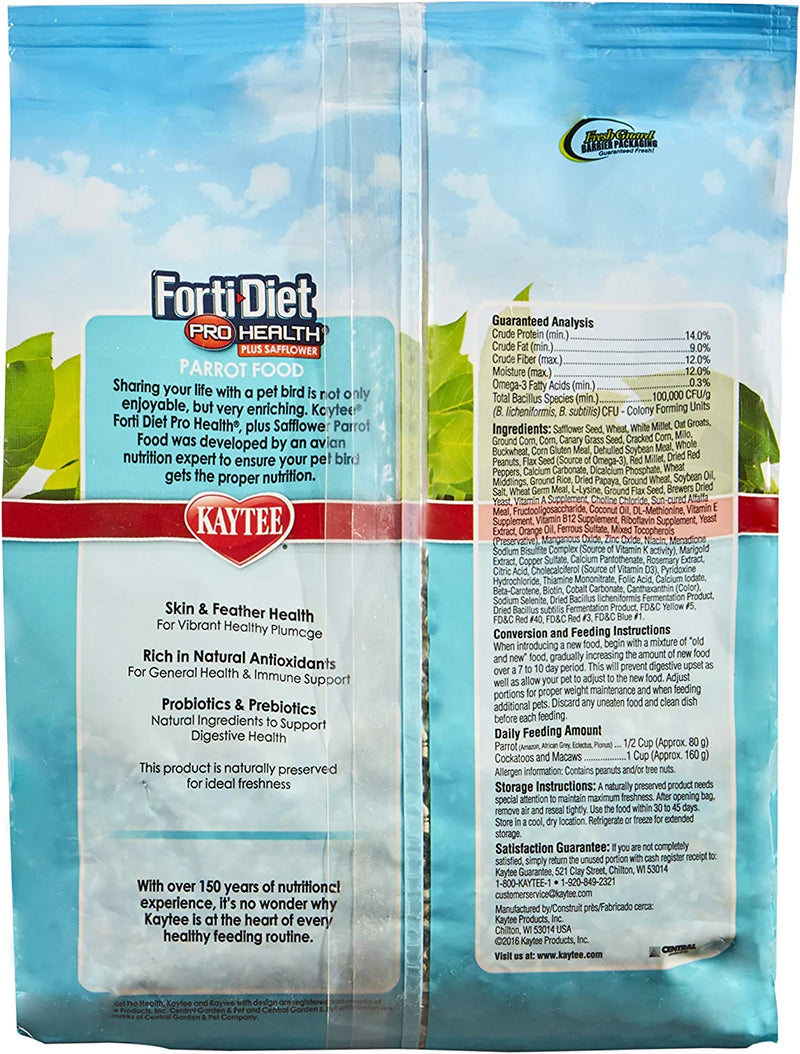 Kaytee Forti-Diet Pro Health with Safflower Parrot Food, 4 Lb