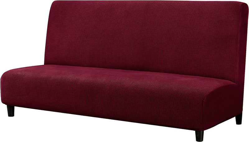 Subrtex Stretch Armless Sofa Slipcover Foldable Futon Cover Sofa Bed Washable Removable Furniture Protector (Celadon)