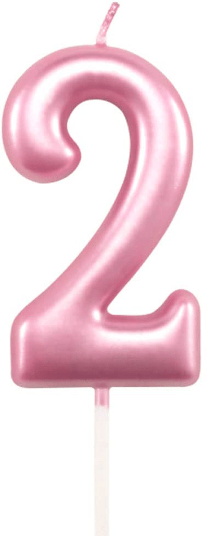 2nd Birthday Candle Two Years Pink Happy Birthday Number 2 Candles for Cake Topper Decoration for Party Kids Adults Numeral 20 23 12 26 29 21 27 62 25