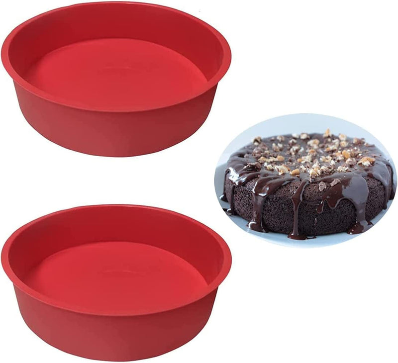 2Pcs 6 Inch Silicone Cake Pan for Baking, Air Fryer Silicone Liners round Cake Molds Baking Pan Non-Stick Quick Release Suitable for Cheesecake Chocolate Cake Brownie Cake Puddings