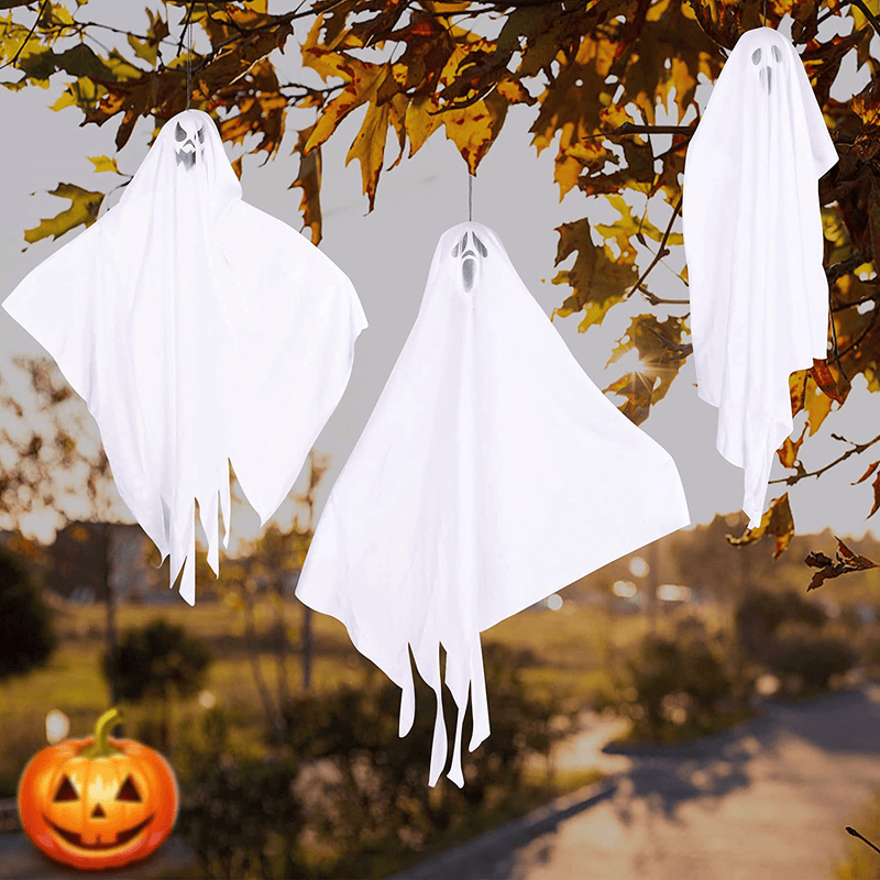 3 Pack Halloween Decorations Outdoor, Hanging Ghosts for Halloween Party Decoration, Cute Flying Halloween Ghost Decorations for Front Yard Patio Garden Lawn Décor and Halloween Decorations Indoor