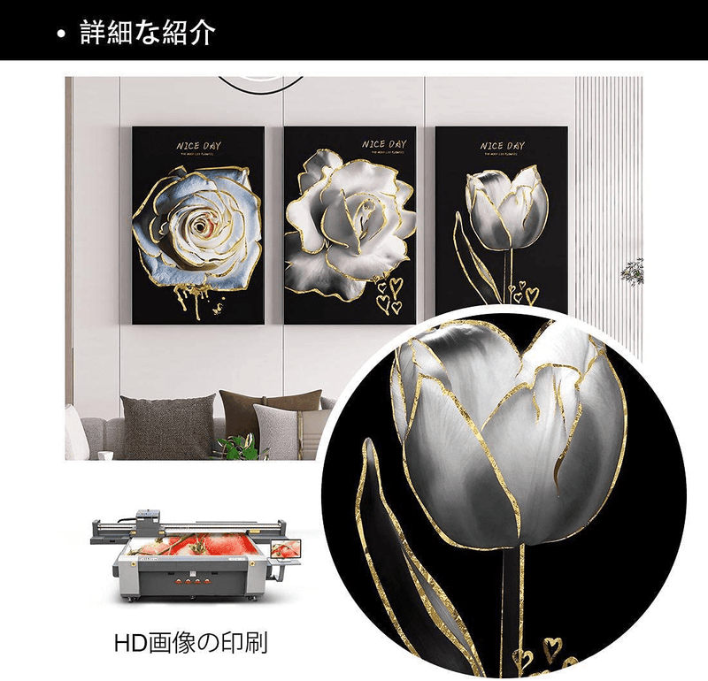 3 Panels Black and White Canvas Wall Art Bathroom Decor Gold Blue Butterfly Flower Poster Abstract Prints Paintings Artwork Framed Ready to Hang Modern Home Decoration For Kitchen Living Room Bedroom