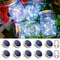 30 LED 10 Packs Mason Jar Lights with Hangers Colorful Solar Mason Jar Lids Fairy String Light Outdoor for Patio Yard Garden Decor Christmas Wedding Party Lights (NO Jars)